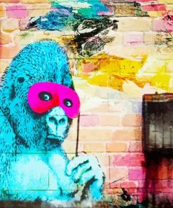 Banksy Gorilla In Pink Mask paint by numbers