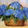 Basket With Blue Hydrangeas Paint By Number