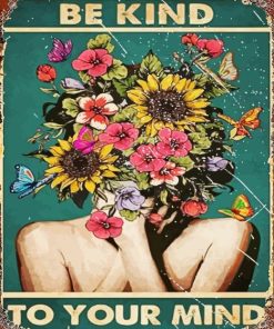 Be kind To Your Mind Retro Poster Paint By Numbers