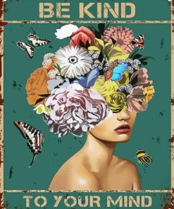 Be Kind To Your Mind Vintage Poster Paint By Numbers