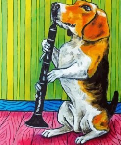 Beagle Dog Playing Clarinet Paint By Number