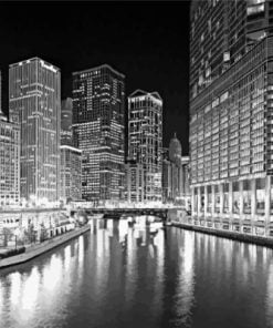 Black And White Chicago City Paint By Numbers