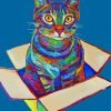Colorful Cat In A Box Paint By Number