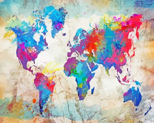 Colorful World Map paint by number