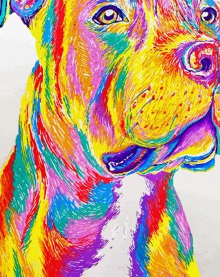 Colorful Staffy Dog Paint By Number