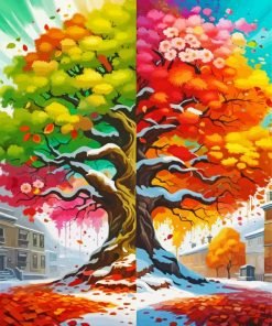 Four Seasons Tree pain by number