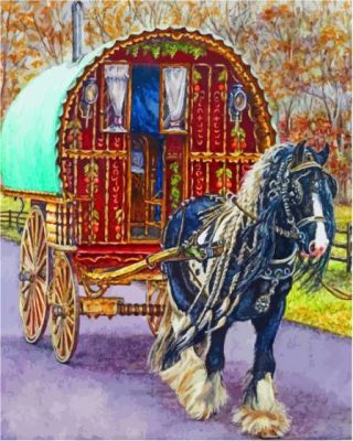 Gypsy Horse Wagon Paint By Number