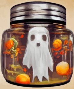 Halloween Ghost In Jar Paint By Numbers