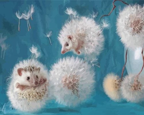 Hedgehogs Dandelions Paint By Number