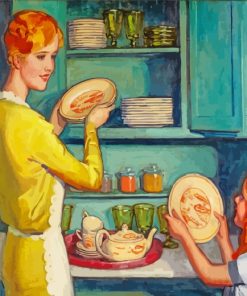 Helping Mother in kitchen Paint By Number