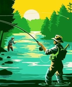 Illustration Fly Fishing paint by numbers