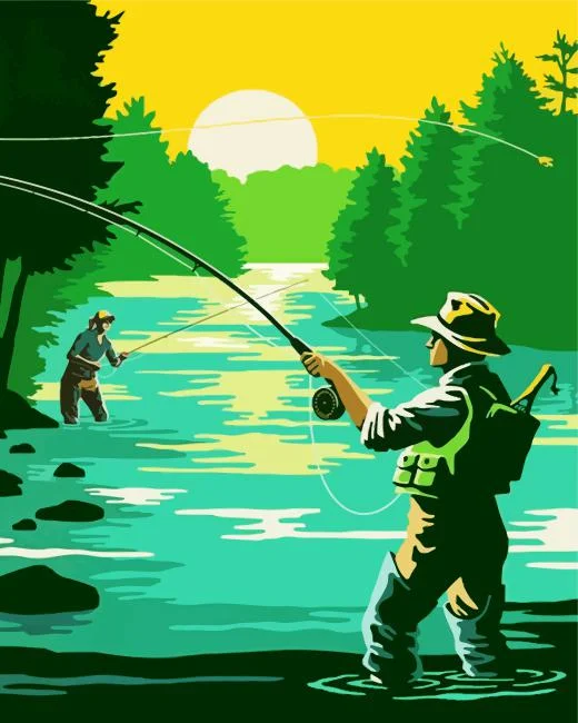 Illustration Fly Fishing paint by numbers Illustration Fly Fishing paint by numbers