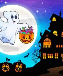 Illustration Halloween Ghost Paint By Numbers
