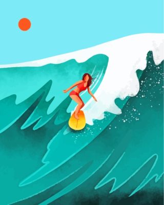 Illustration Surfer Girl Paint By Number