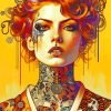 Illustration Tattooed Girl paint by number