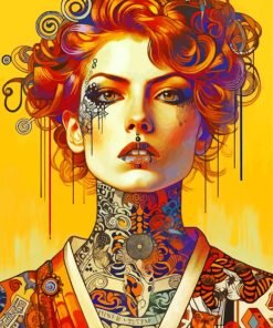 Illustration Tattooed Girl paint by number