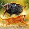 Lion and Bull In The Jungle Paint By Number