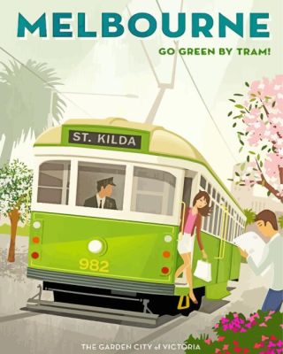 Melbourne Tram Poster Paint By Number