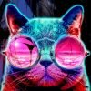 Neon Cat With Glasses Paint By Numbers