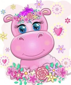 Pink Baby Hippo Paint By Numbers