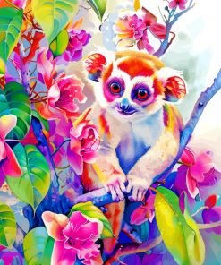 Slow Loris And Flowers Paint By Number