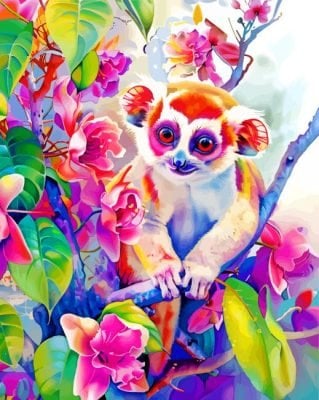 Slow Loris And Flowers Paint By Number