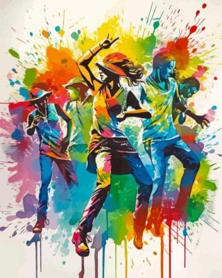 Splatter Hip Hop Dancers paint by numbers
