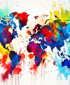 Splatter World Map Paint By Numbers