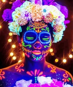 Sugar Skull Glow In The Dark Paint By Numbers