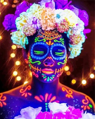 Sugar Skull Glow In The Dark Paint By Numbers