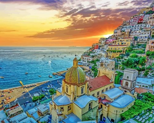 Sunset Over Amalfi Coast Paint By Numbers