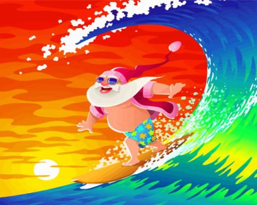 Surfing Santa Paint By Number