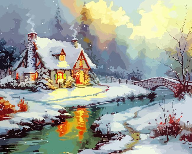 Thomas Kinkade Art AI Version Paint By Numbers Numeral Paint Kit