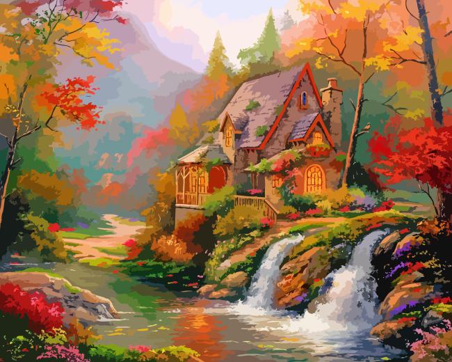 Thomas Kinkade Art AI Version Paint By Numbers Numeral Paint Kit