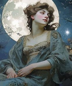 Victorian Girl and Moon Paint By Number