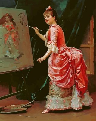 Victorian Painter Girl Paint By Number