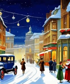 Vintage Christmas Evening Scene Paint By Numbers