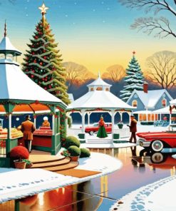 Vintage christmas evening snow paint by numbers
