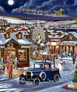 Vintage Christmas Evening Village Paint By Numbers