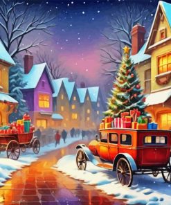 Vintage Merry Christmas Evening Paint By Numbers
