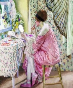 Woman Doing Lipstick Paint By Numbers