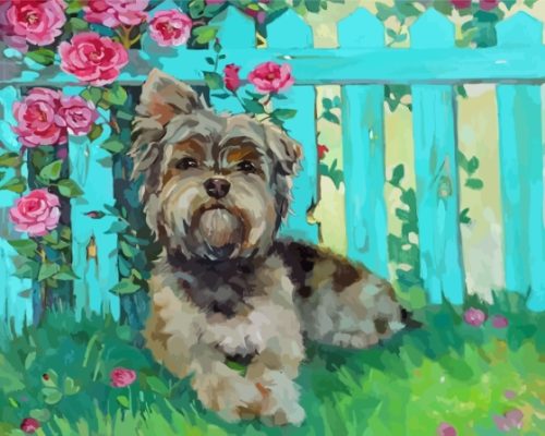Yorkshire Terrier And Flowers Art Paint By Number