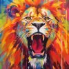Colorful Lion Splatter Paint By Number