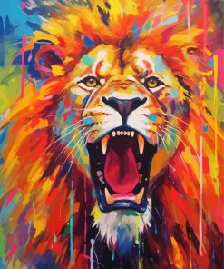 Colorful Lion Splatter Paint By Number