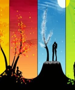 Four Seasons Silhouette Paint By Numbers