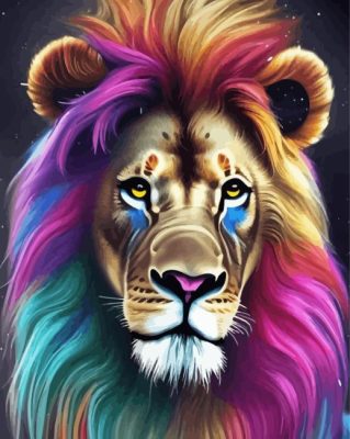 Aesthetic Colorful Lion Paint By Number