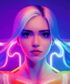 Cool Neon Lady Paint By Number