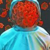 Red Floral Astronaut Paint By Numbers