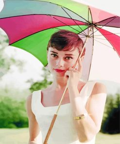 Audrey Hepburn With Umbrella Paint By Number