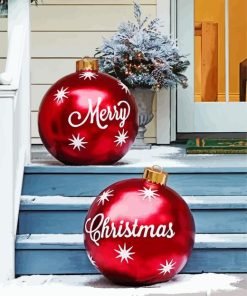 Red Christmas Ornaments Paint By Number